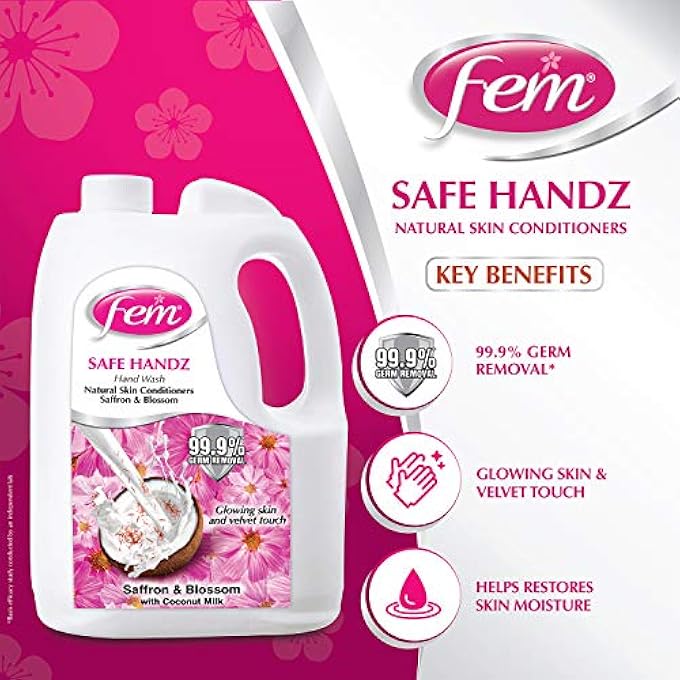 fem SAFE HANDZ HAND WASH - ENRICHED WITH THE GOODNESS OF SAFFRON & BLOSSOM WITH COCONUT MILK - 5 L - Image 3